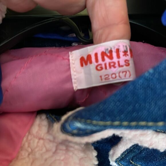 Vintage Mini K Girls Sherpa snap button Patchwork  Embroidered denim vest Size 7 - Picture 3 of 9